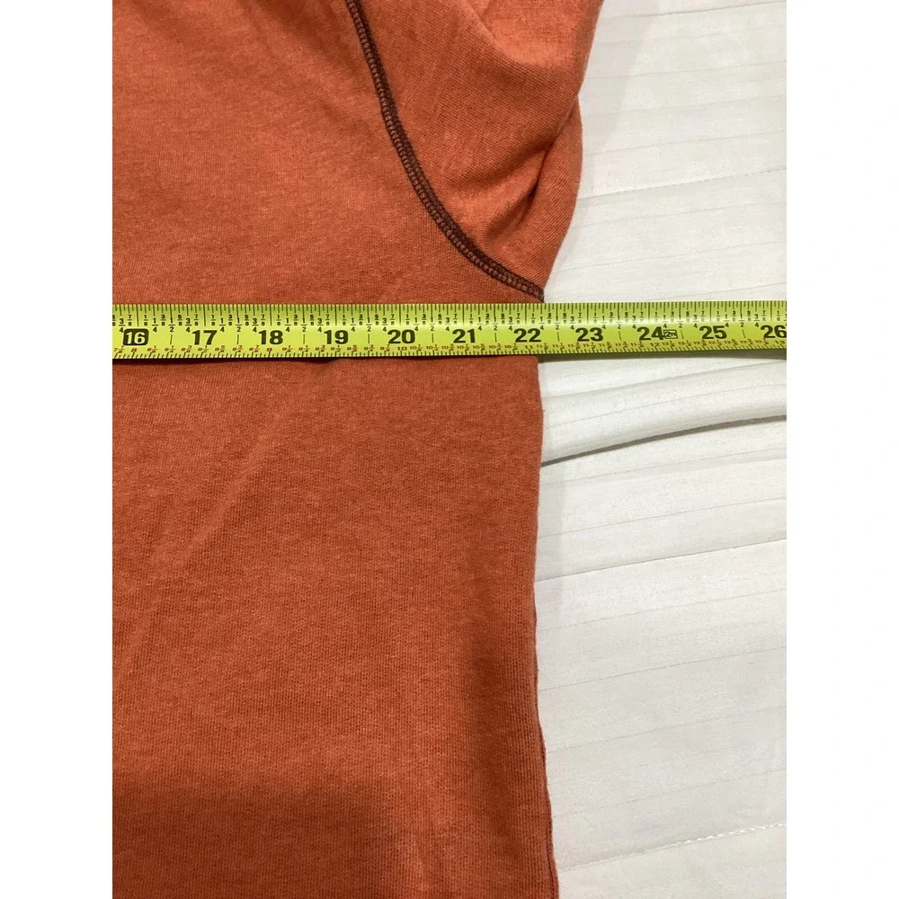 Junction West Mens Henley Shirt Long Sleeve Burnt Orange Size M Contrast‎ Stitch